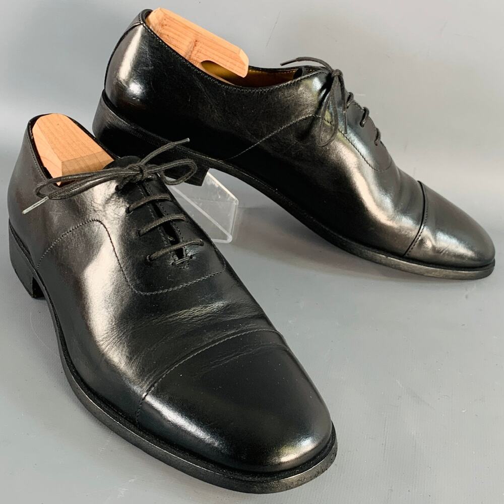 JIL SANDER Size 9.5 Black Leather Oxford Lace-Up Shoes